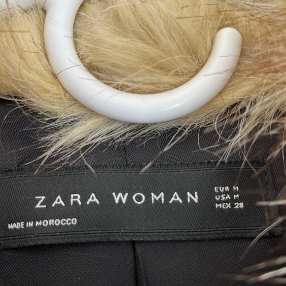 Zara Aztec Embroidered Faux Fur Jacket with Fringe Bells Detail M - Picture 6 of 11